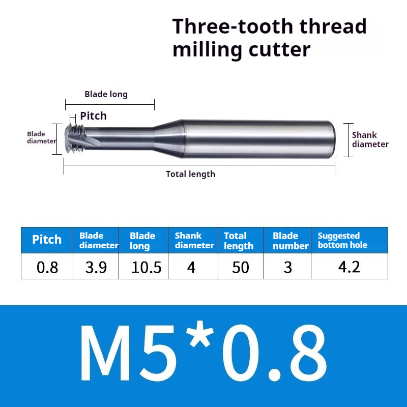 2034-65° three-tooth thread milling cutter, tungsten steel alloy end mill, tooth milling cutter, three-edged coating, M2M3M4M6 CNC cutter Shandong Denso Pricision Tools Co.,Ltd.